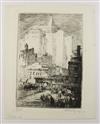 HENRI WILFRID DEVILLE Two etchings of New York.